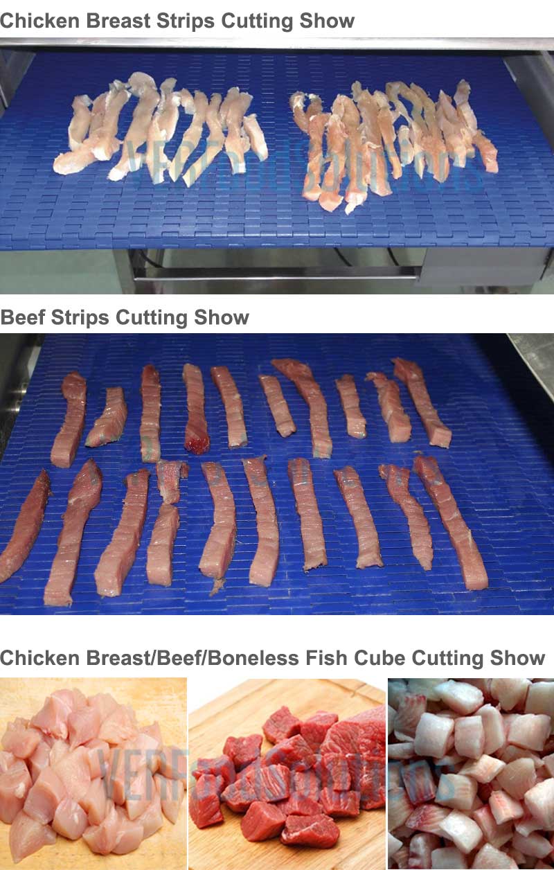 Chicken Breast Beef Bonelss Fish Meat Strip Cutting Machine Effect Show