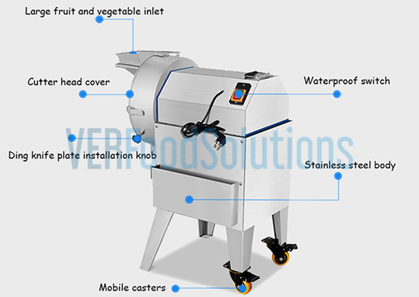 Root vegetable cutting machine endurable design