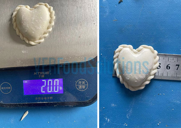 Heart shape dumpling produced by VER commercial dumpling machine
