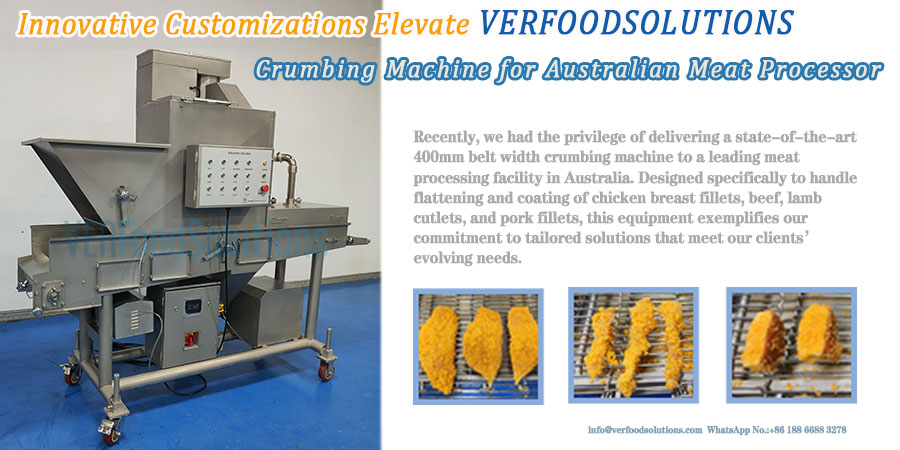 Innovative Customizations Elevate VERFOODSOLUTIONS Crumbing Machine for Australian Meat Processor
